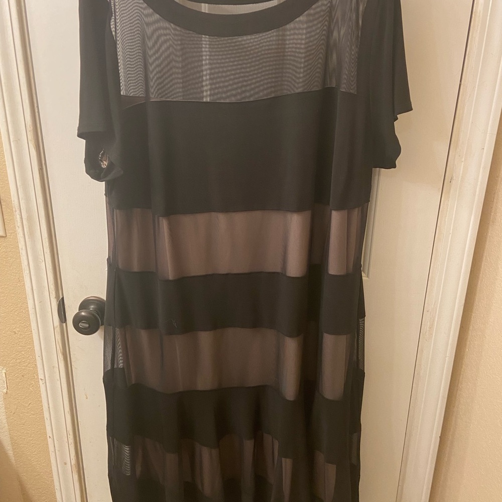 R&M Richards Black Mesh Dress w/Nude Lining Size 20W
